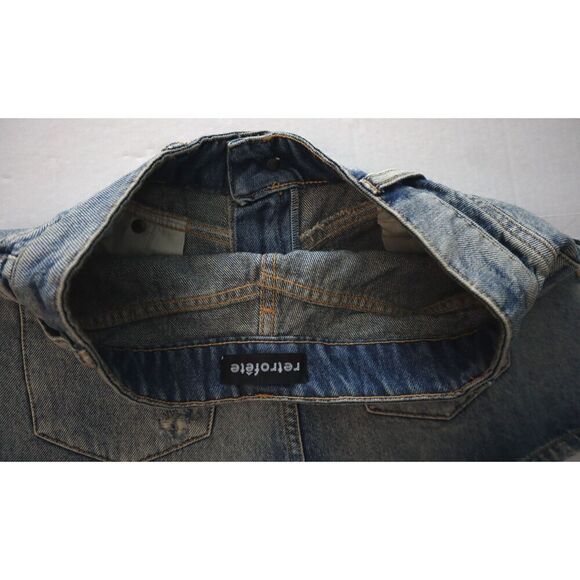 Retrofete Women's Sz 26 Blue Medium Wash Distressed High Waist Denim Shorts - Picture 3 of 5